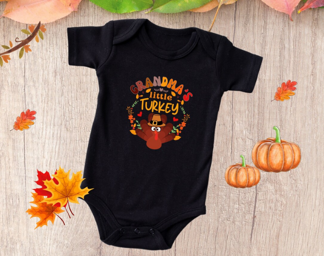 Grandma's Little Turkey Onesie, Cute Fall Onesie, Thanksgiving Baby Shirt
