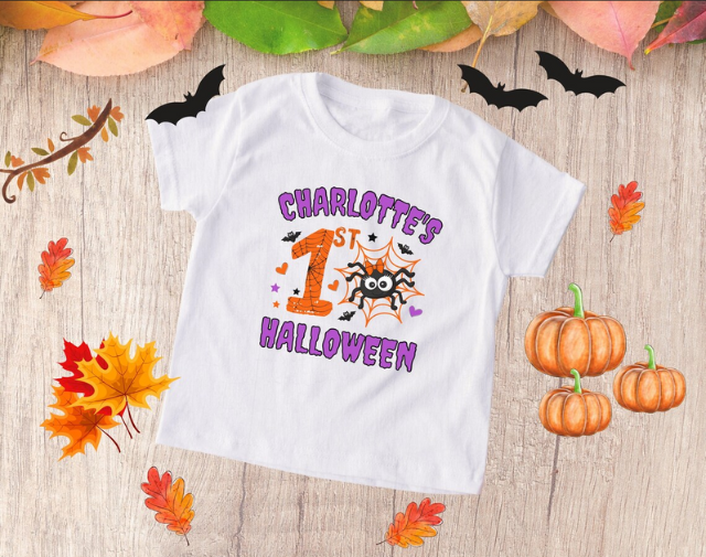 Personalized First Halloween baby Girl Onesie, My First Halloween Baby Girl Tee
