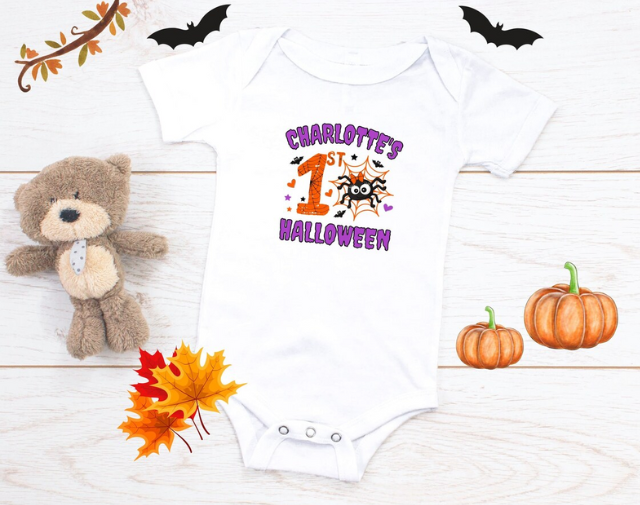 Personalized First Halloween baby Girl Onesie, My First Halloween Baby Girl Tee