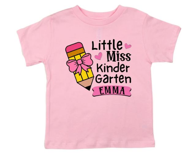 Personalized Little Miss Kindergarten Pencil shirt, Girl Back To School Shirt