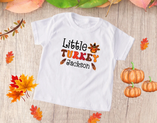 Personalized Little turkey baby Boy Onesie, Little Turkey Toddler Boy Shirt