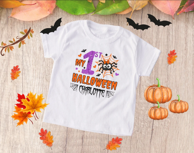 Personalized My First Halloween baby Girl Onesie, First Halloween Baby Girl Tee