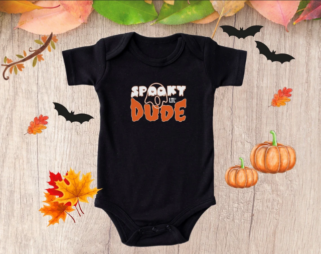 Spooky Little Dude Halloween Baby Onesie, Halloween kids shirts