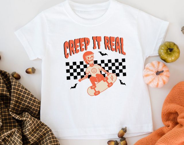 Creep It Real Toddler Boy Halloween Shirt, Cute Retro Halloween Onesie