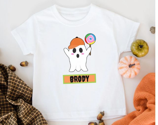 Personalized Ghost baby Boy Onesie, Halloween Toddler Boy Tee, Cute Halloween Gift