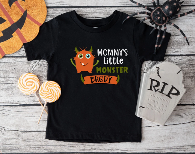 Personalized Halloween Kids Shirt, Mommy's Little Monster baby Boy Onesie, Halloween Toddler Boy Shirt