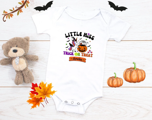 Personalized Halloween Kids Shirt, Unicorn Witch baby Onesie, Halloween Toddler Girl Tee