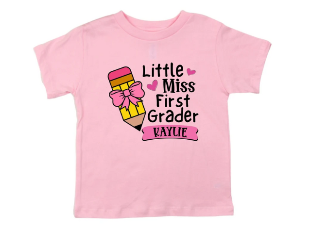 Personalized Little Miss First Grader Pencil shirt, Girl Back To School Shirt