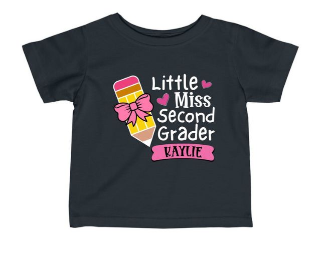 Personalized Little Miss Second Grader Pencil shirt, Girl Back To School Shirt