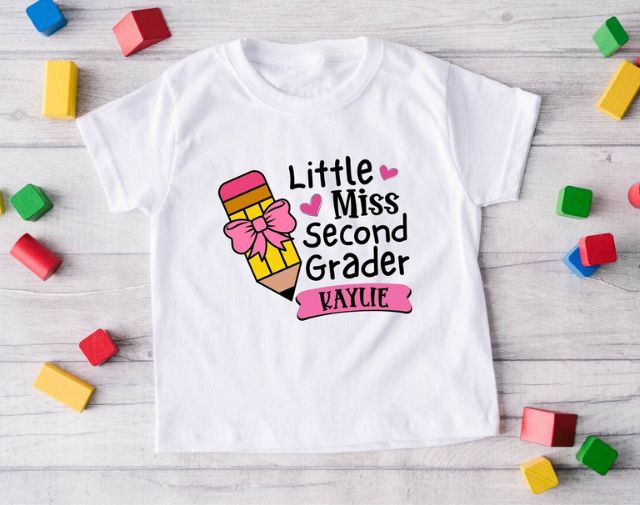 Personalized Little Miss Second Grader Pencil shirt, Girl Back To School Shirt