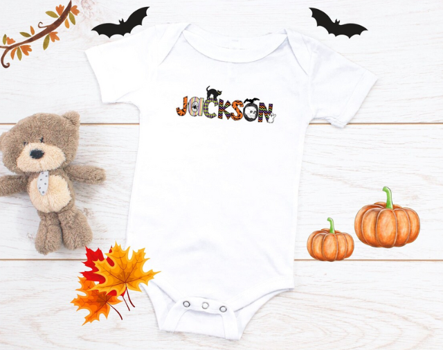 Personalized Name Halloween Kids Shirt, Custom Name Halloween Baby Onesie