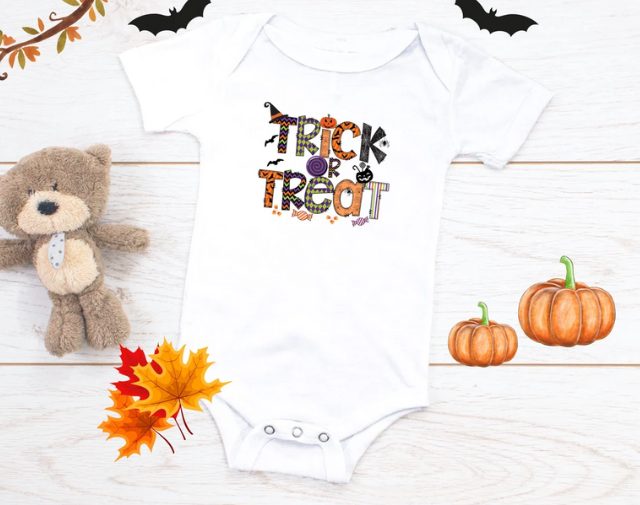 Trick or Treat Halloween Kids Shirt, Halloween Baby Onesie, Cute Halloween