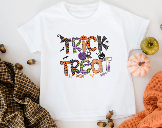 Trick or Treat Halloween Kids Shirt, Halloween Baby Onesie, Cute Halloween