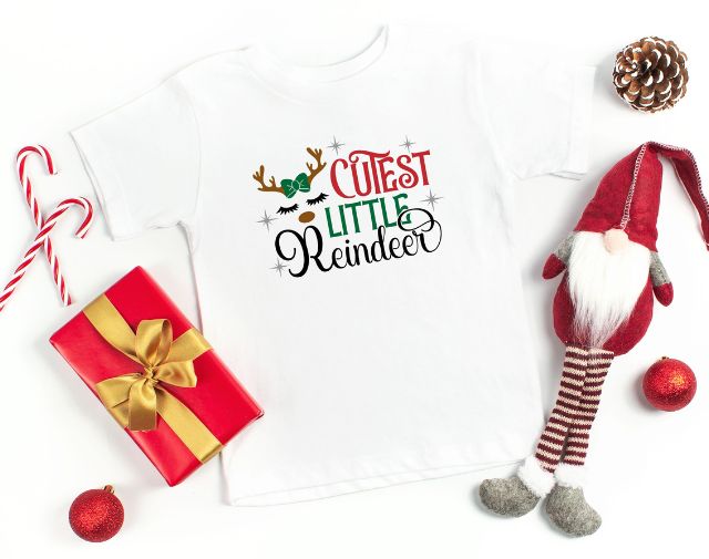 Cutest Little Reindeer Girl Christmas Shirt, Reindeer baby girl Onesie
