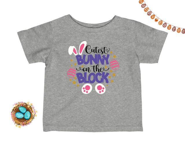 Cutest bunny on the block Kids Easter Shirt, Kids Easter Bunny Shirt