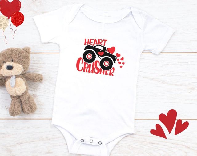 Heart Crusher Kids Valentine's Onesie, Kids Valentines Shirt
