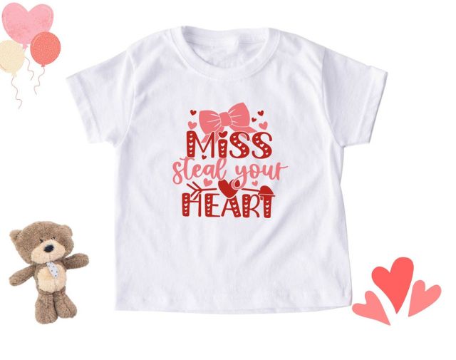 Miss Steal Your Heart Kids Valentine's Shirt, Kids Valentines Shirt